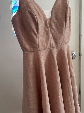 Ever Pretty Strapless Shimmery Rose Gold Fit-and-Flare Dress